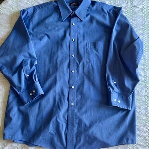 Stafford Long-Sleeve w/Pocket Blue Casual Button Down Shirt